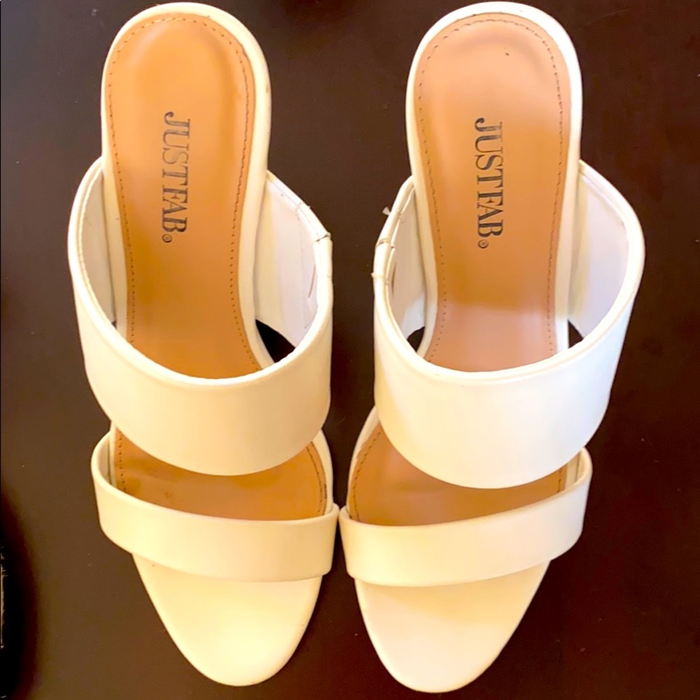 White strappy wedges